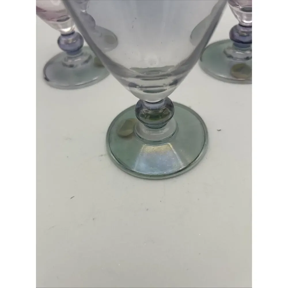 Luster Cocktail Glasses. Made In Italy, 1970’s Set Of 3. Two Pink One Purple.